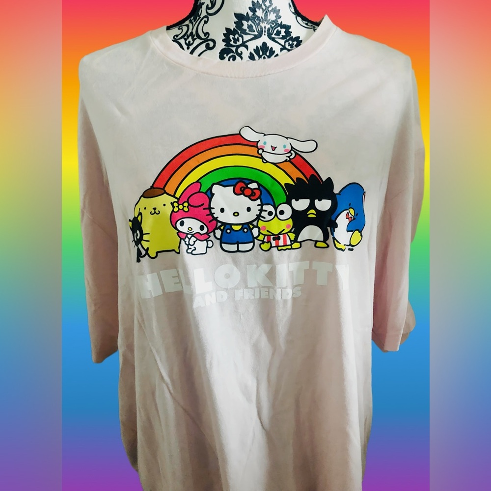 Hello Kitty and Friends Pink Tee Shirt 2XL Sanrio EUC